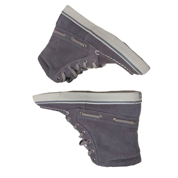 Sperry Topsider High Top Ankle Boot Shoe Womens 6.5 Gray Corduroy - Picture 6 of 9